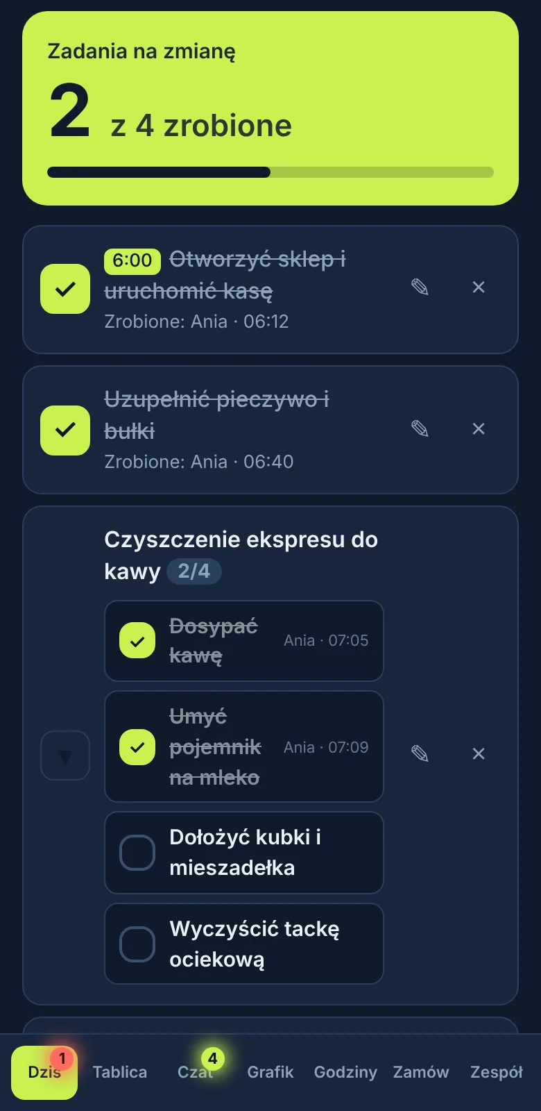 Rotivo w trybie ciemnym z limonkowym akcentem